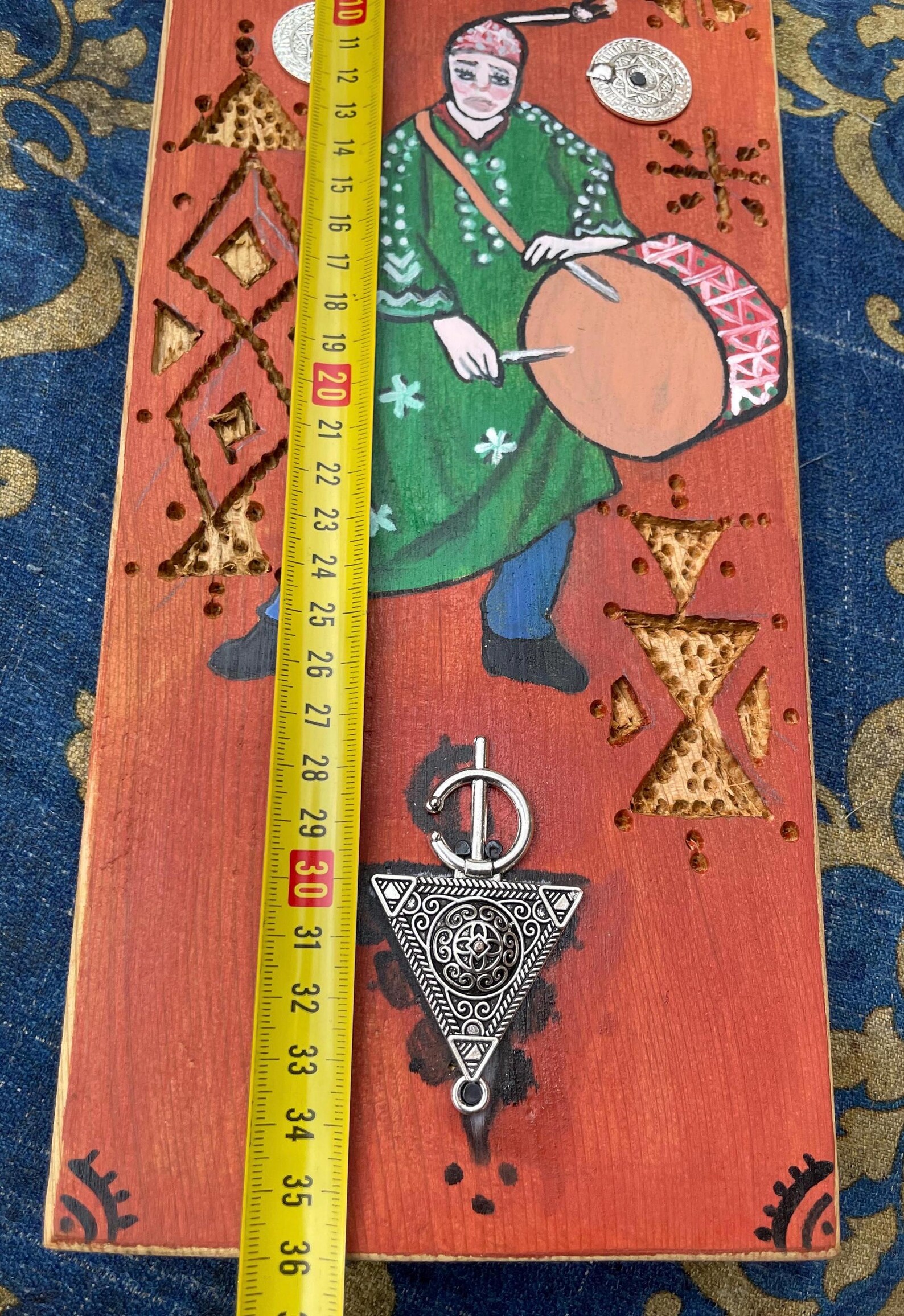 Berber Hand-Painted Wooden Musician Drum Wall Art Decor