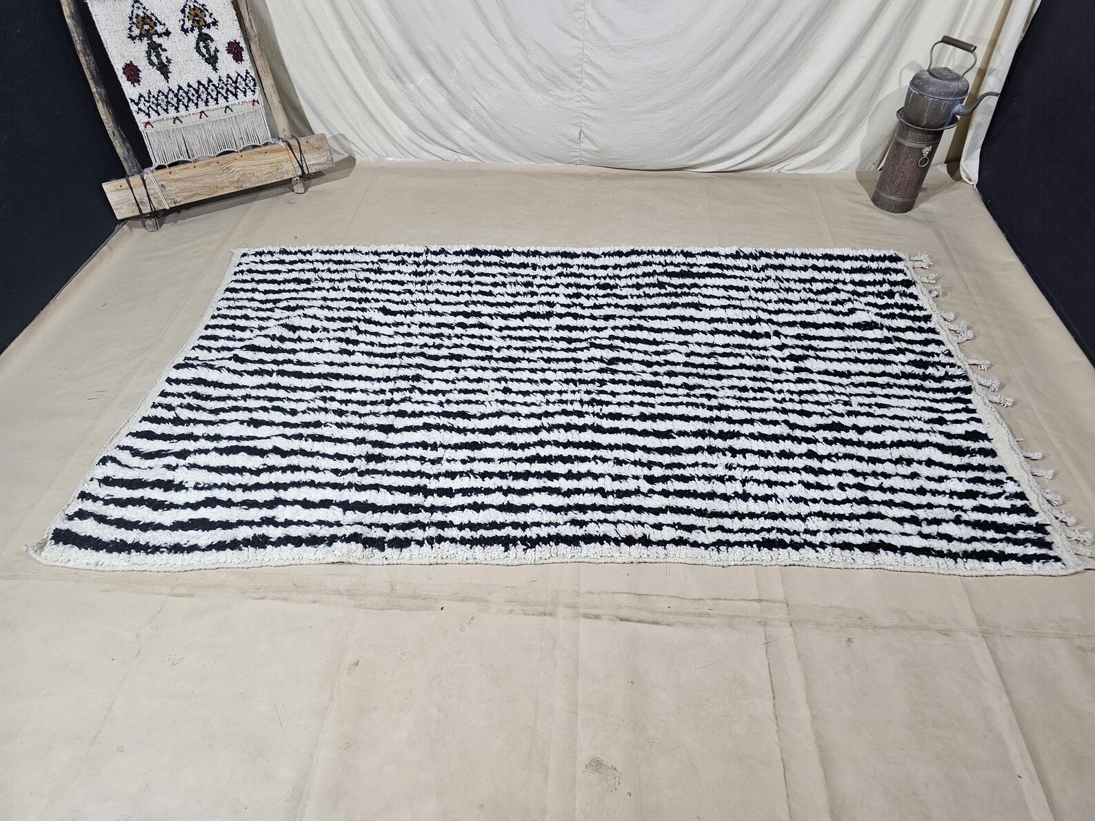 Berber Handwoven Maroccan Authentic Wool Carpet Geometric Rug