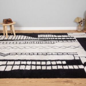 Custom Amazigh Berber Wool Neutral Living Room Geometric Handmade Rug