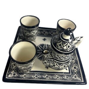 Amazigh Handpainted Ceramic Serving Set Teapot Juice Tagine