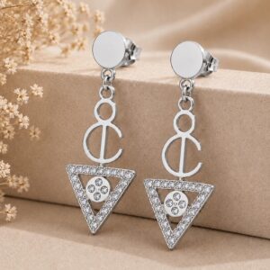 Amazigh Boucles d'oreilles femme- kabyle berbère acier inoxydable plaqué rhodium et pierres