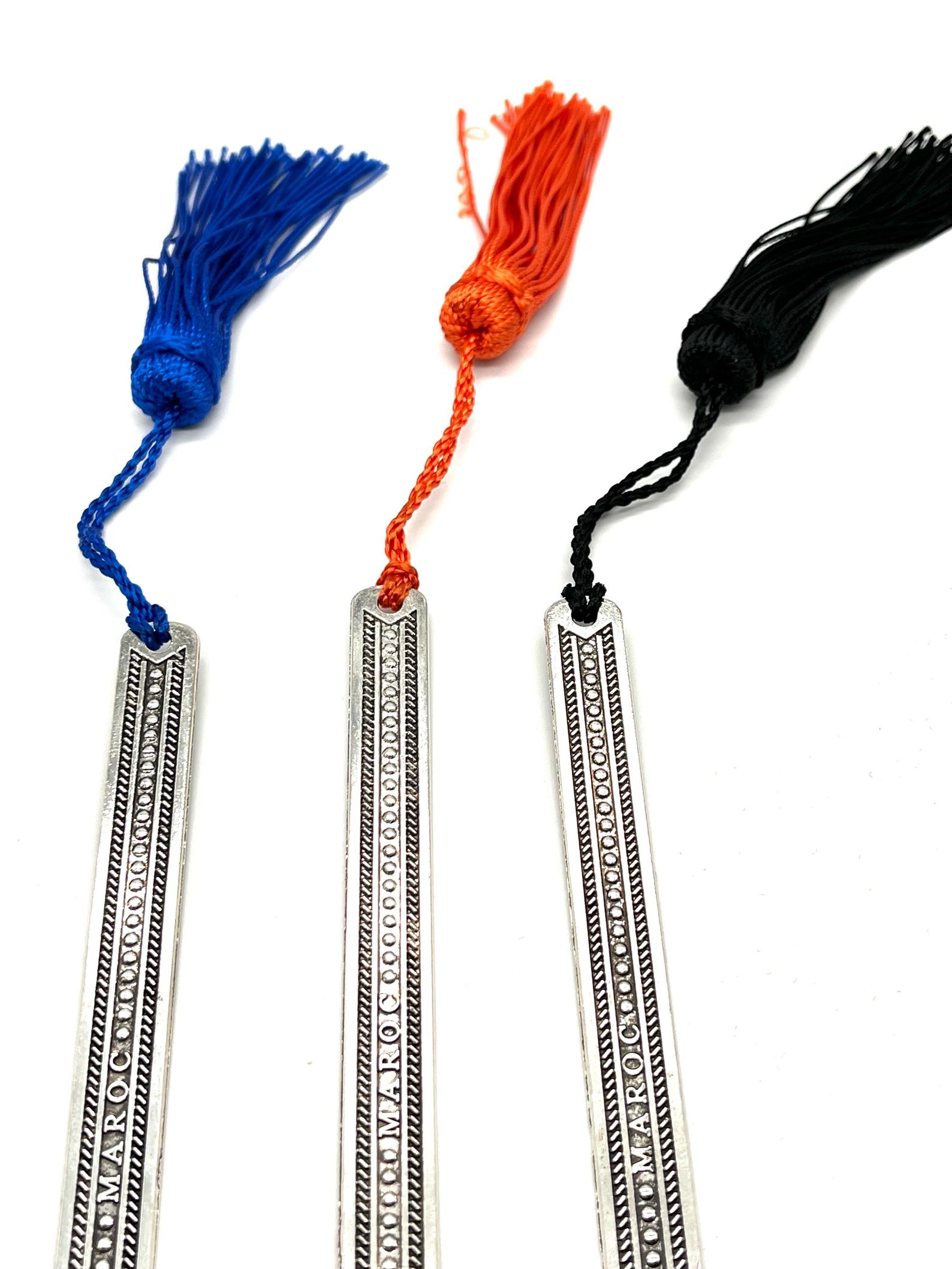 Amazigh Handmade Silver-Tone Hamsa Metal Bookmark with Silk Tassel