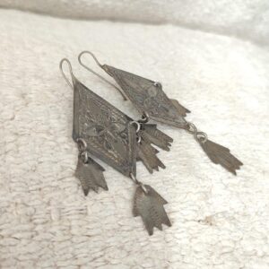 Berber Antique chiseled silver Hamsa Morocco Eye earrings