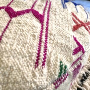 Berber Set Handmade Kilim Vintage Wool Footstool Pouf