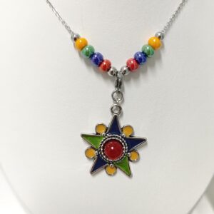 Amazigh Kabyle Beaded Stainless Steel Necklace with Customizable Pendant