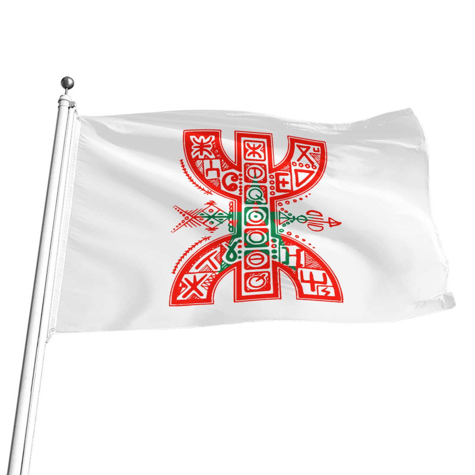 Amazigh Yaz Tifinagh White Polyester Heritage Display Flag