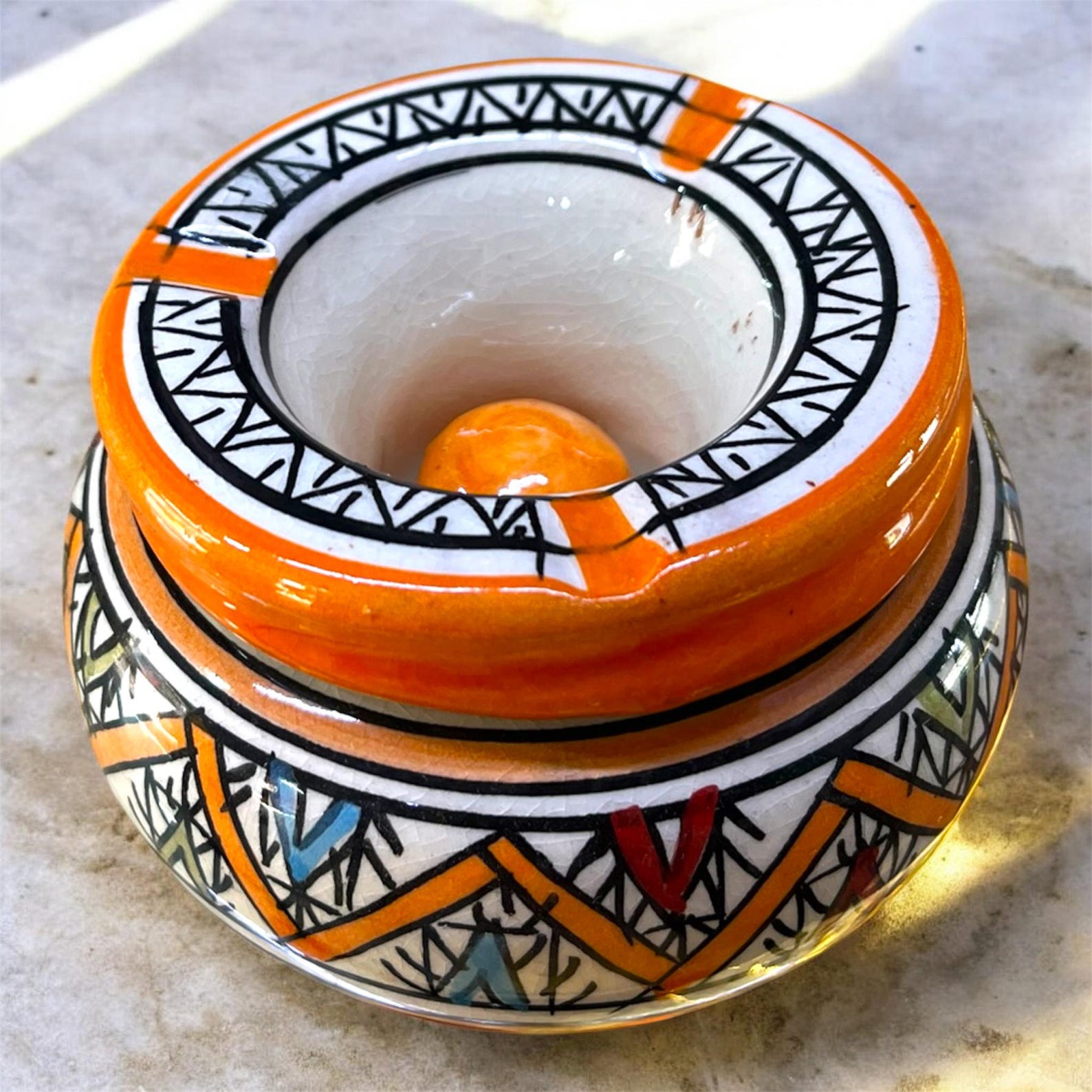 Amazigh Handmade Ashtray Hand Painted Pottery Ceramic Piece