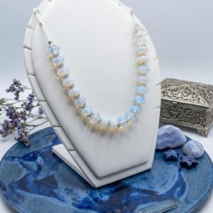 Berber Statement Necklace with Polished Gemstone Luminous Glass Beads Elegant Jewelry Necklace
