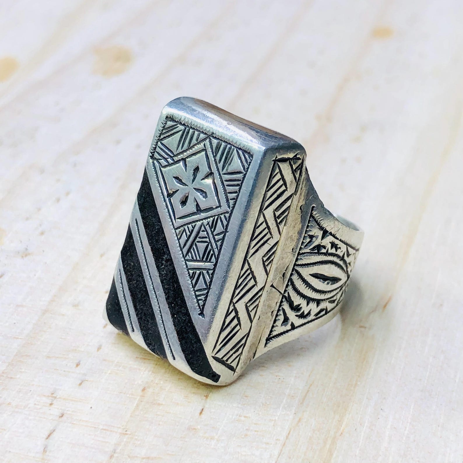 Amazigh Gravure amazighe Ring Silver Tribal Touareg Berbère