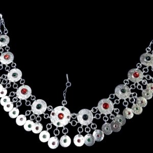 Traditional Amazigh Berber Tawnza Silver-Plated Handmade Headpiece Necklace