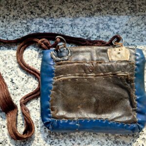 Berber Rare Vintage Handmade Leather Beaded Purse Bag
