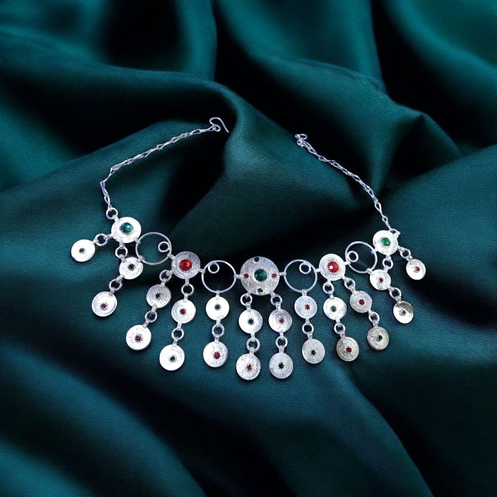Berber Authentic Silver Jewelry Set Bridal Set Necklace Earrings Crown Tiznit Craft