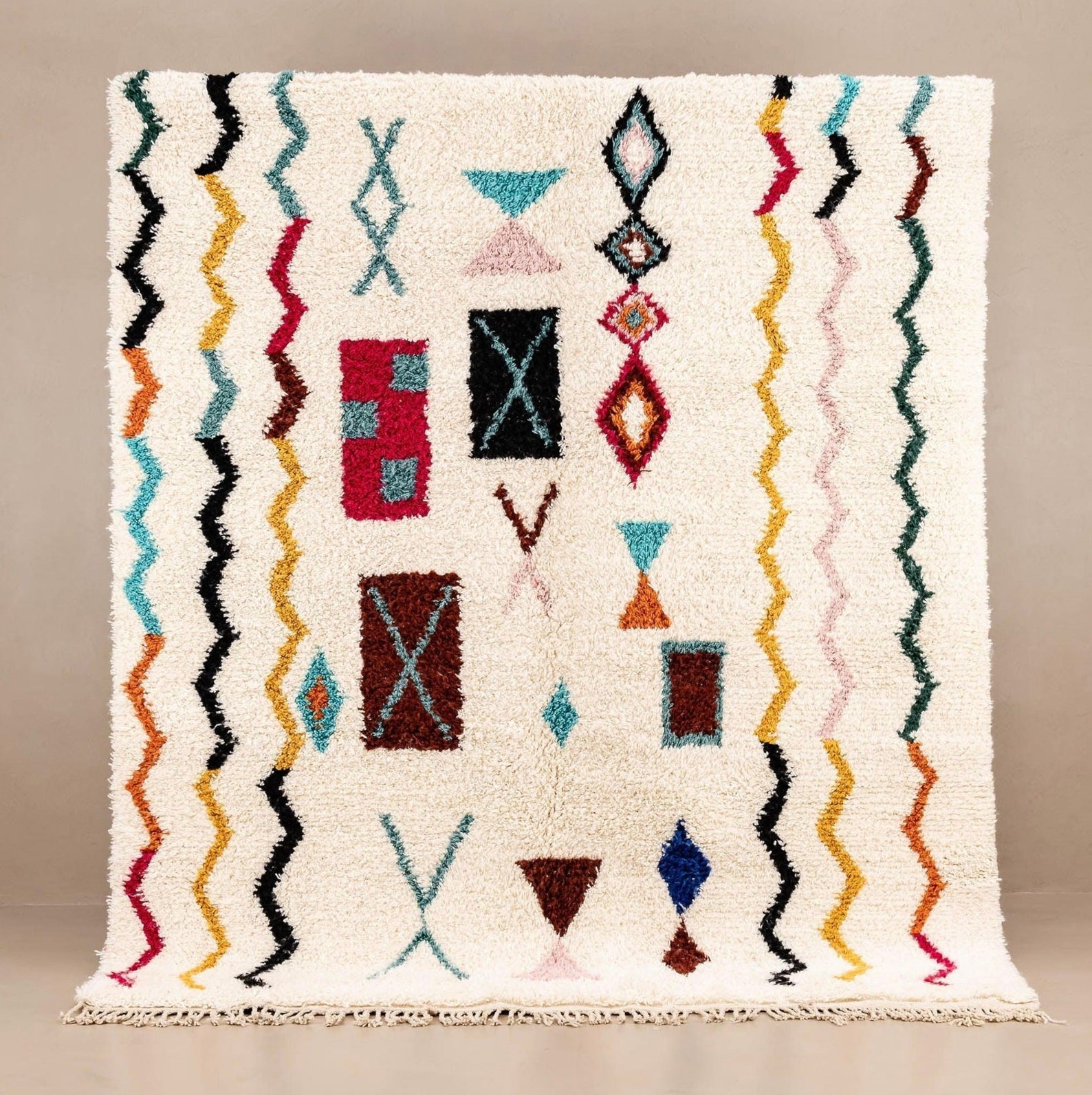 Berber Colorful Geometric Wool Handmade Area Tribal Rug