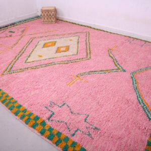 Berber Custom Design Pink Wool Geometric Living Room Rug