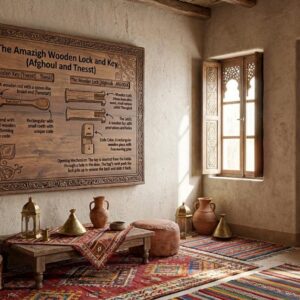 Berber Wooden Lock Key Infographic Poster Wall Art