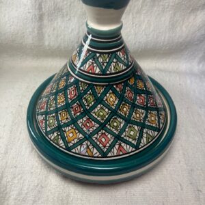Amazigh handmade ceramic White Black tagine serving table