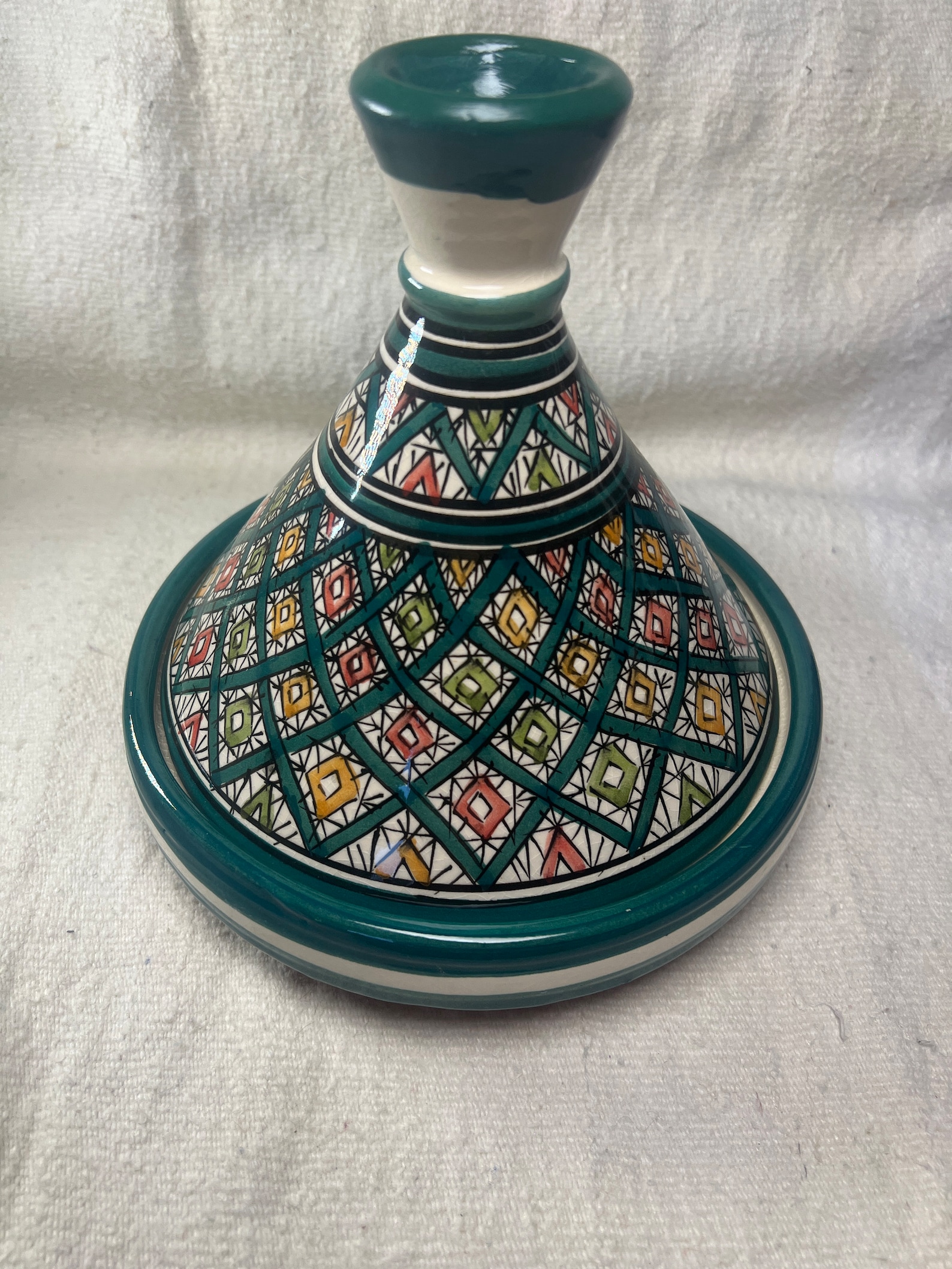 Amazigh handmade ceramic White Black tagine serving table