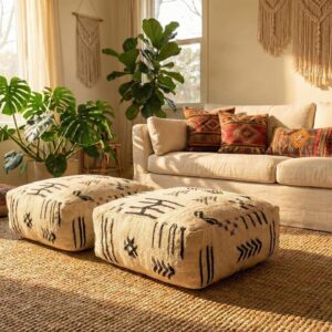 Amazigh Set Handmade Kilim Poufs Vintage Wool Pouf