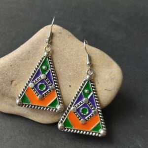 Amazigh Boucles d oreilles ethniques triangulaires Kabyle Earrings