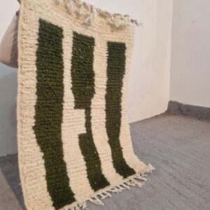 Amazigh Olive Green Striped Thread Handmade Custom Rug
