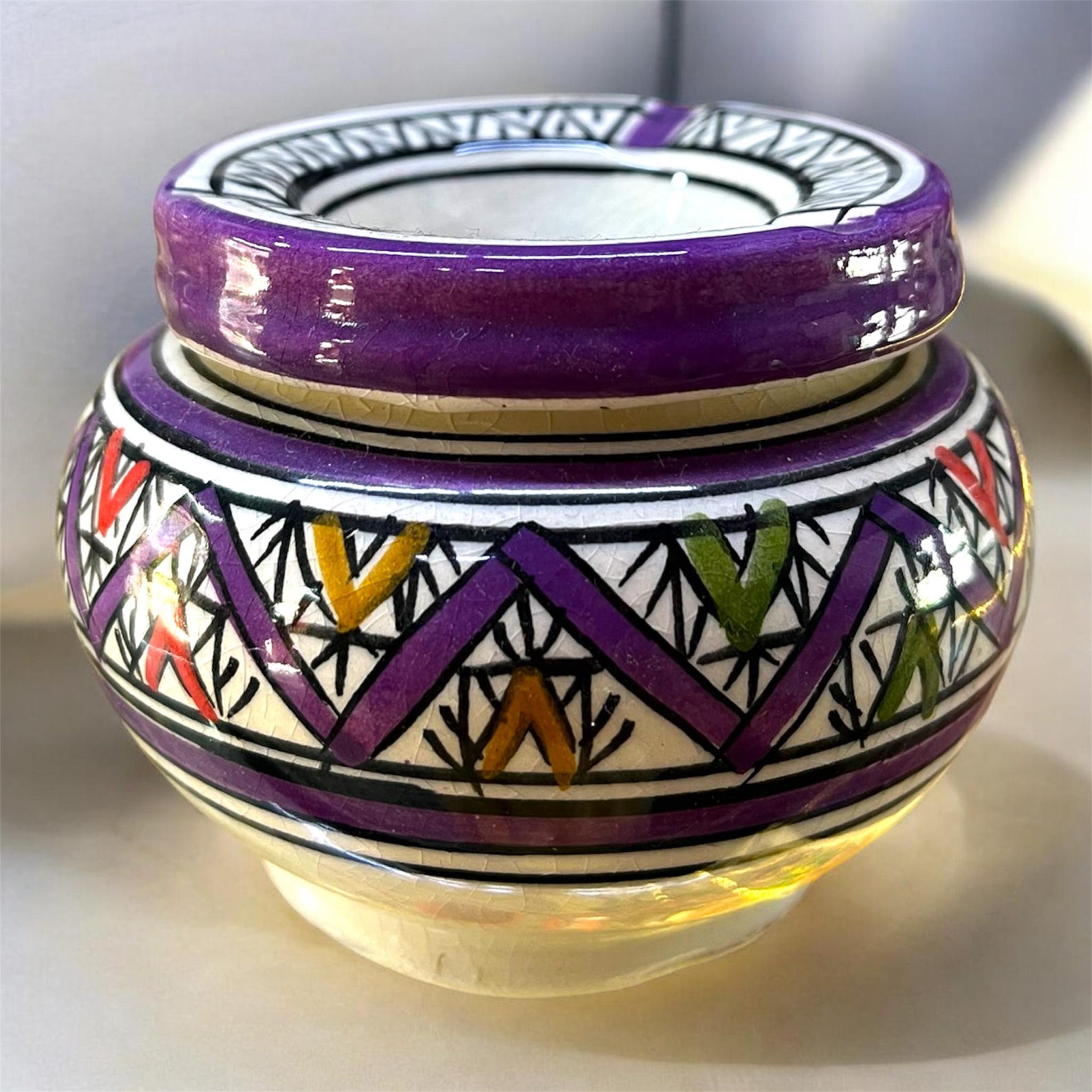 Amazigh Handmade Ashtray Hand Painted Pottery Ceramic Piece