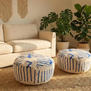 Berber Set Handmade Kilim Vintage Wool Footstool Pouf