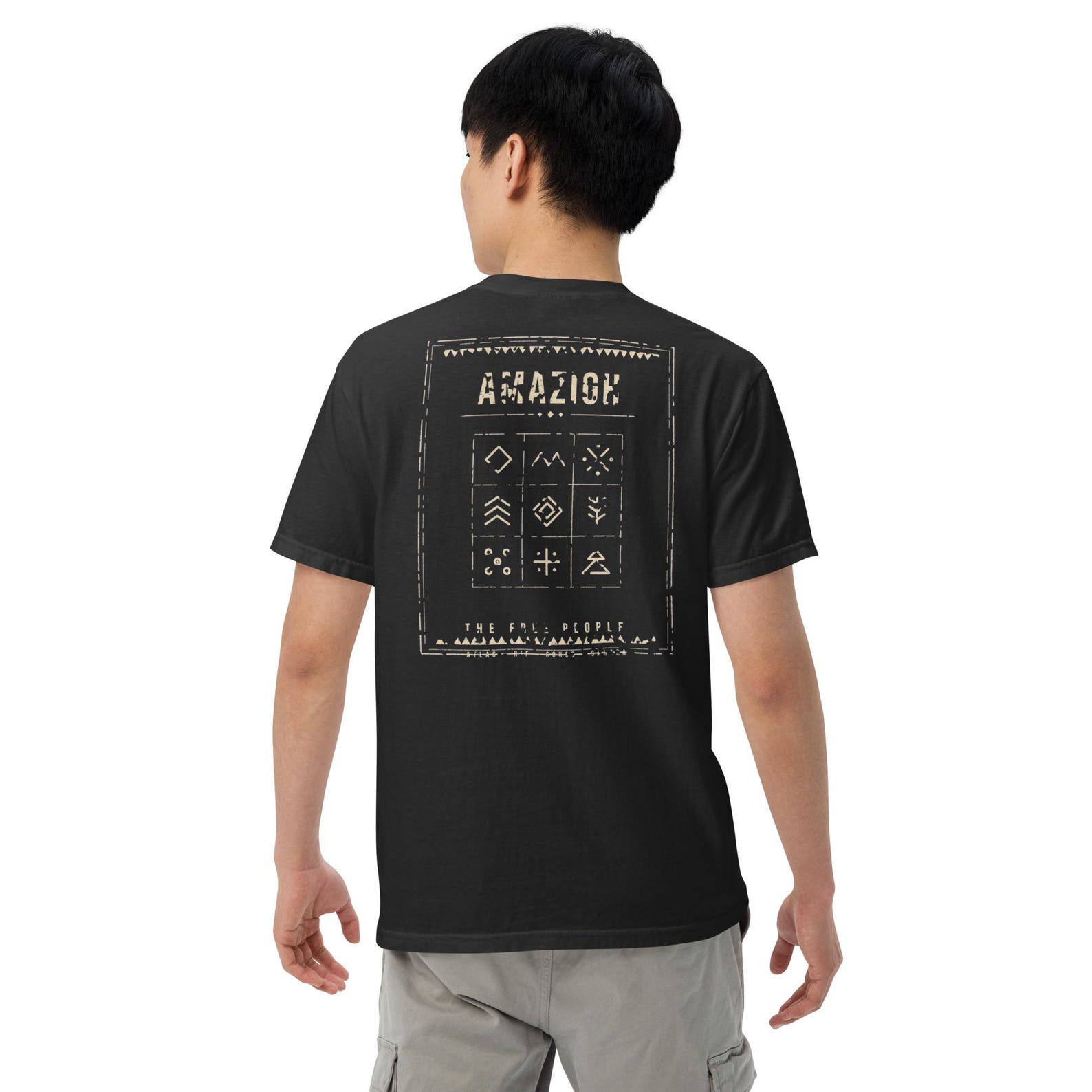 Berber T-Shirt Black Silver Cotton Diamond Eye Tribal