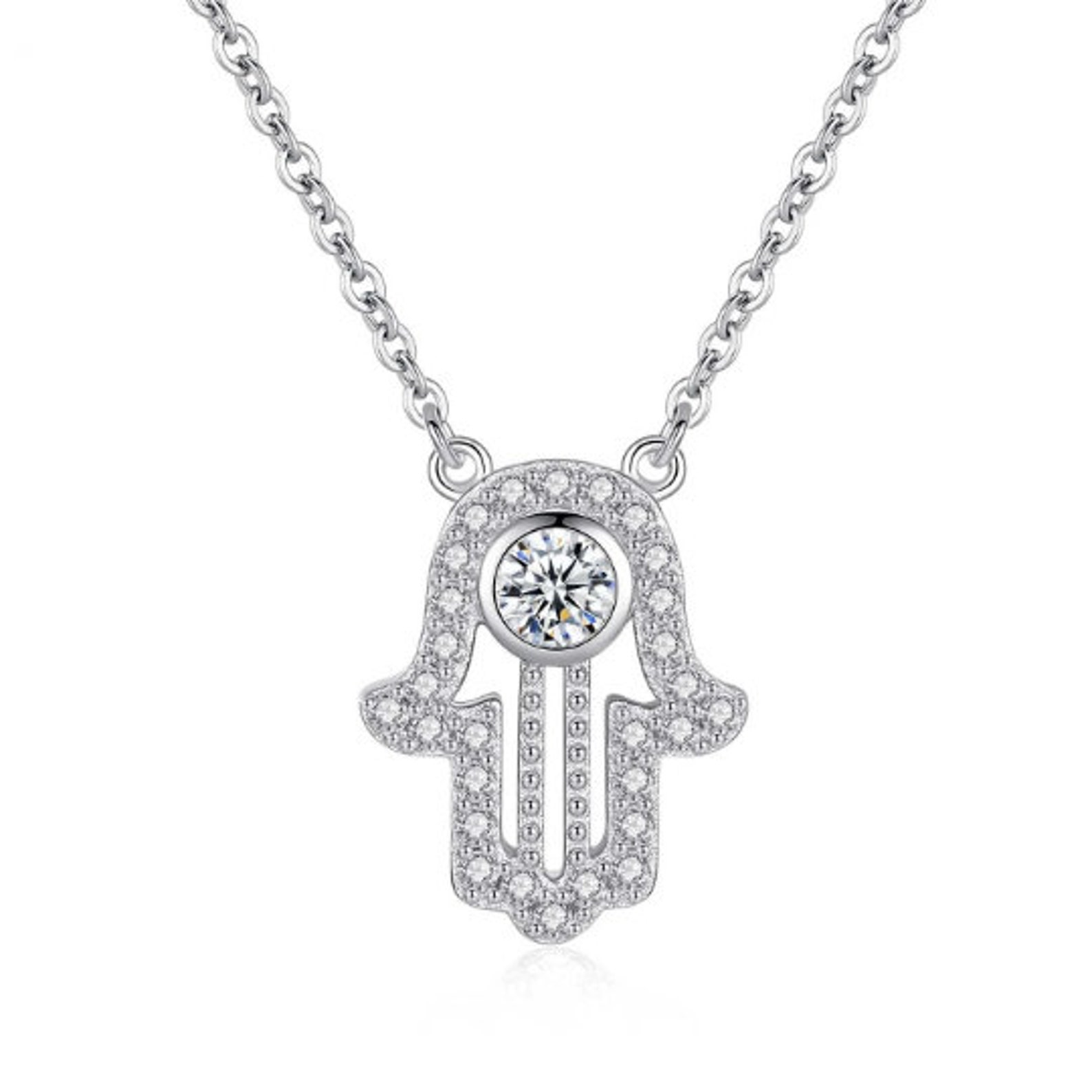Handmade Amazigh Kabyle 925 Sterling Silver Zircon Pendant Necklace