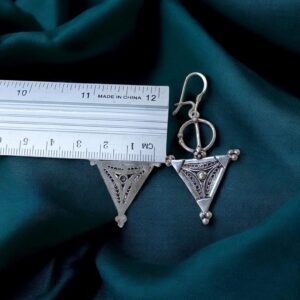 Tazrzit Amazigh Berber Hand-Engraved Silver Vintage Earrings from Tiznit