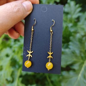 Amazigh Boucles d'oreilles YAZ tifinagh acier inoxydable avec pierres naturelles Adaptation moderne