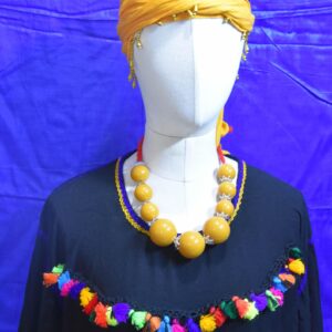 Berber Amazigh Loban Yellow Amber Resin Tribal Bead Necklace