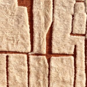 Berber Custom Design Wool Neutral Geometric Living Room Rug