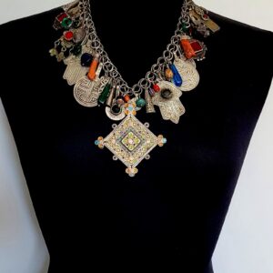 Amazigh Early 20th-Century Silver Necklace with Assorted Pendants