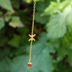 Amazigh Berber Yaz Symbol Stainless Steel Red Bead Necklace