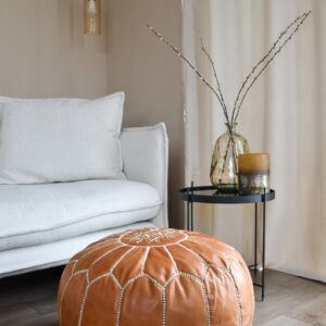Berber Vegetal Soft Leather Handmade Delivered stuffed Pouf