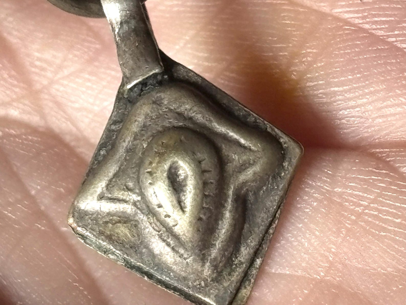 Berber Antique Hand Engraved Silver Alloy Amulet Necklace