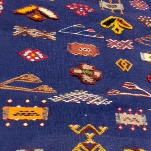 Berber Handmade Blue Camel Wool Tribal Carpet Rug