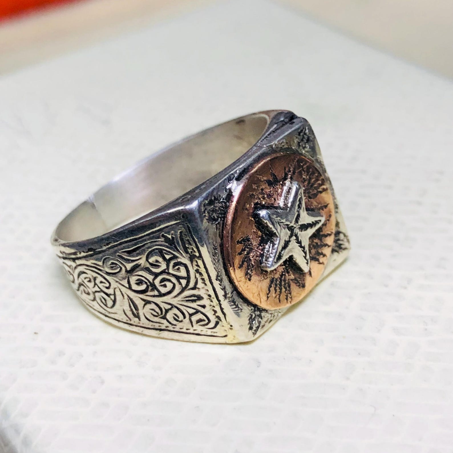 Handmade Berber Tuareg Engraved 925 Sterling Silver Adjustable Ring