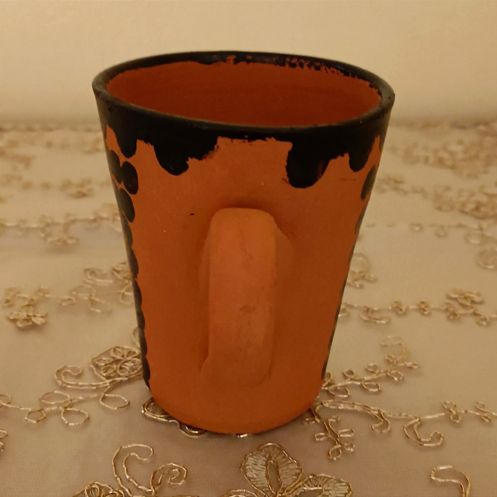 Amazigh Red Clay Ceramic Mug Traditional Kitchen Dining Cup