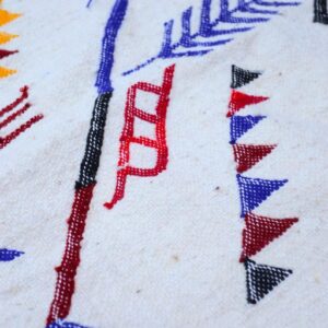 Berber Handmade Colorful Wool White Geometric Carpet Rug