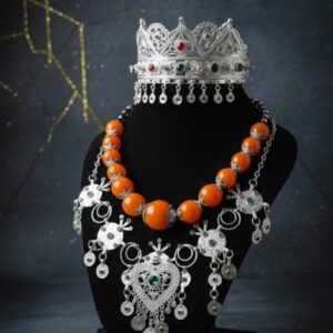 Berber Royal Jewelry Set Silver Amber Authentic Necklace