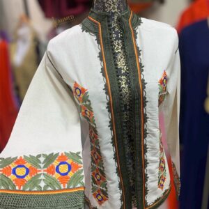 Amazigh Handmade Linen Kimono Embroidered Trim Jacket for Everyday Personal Clothing Styling