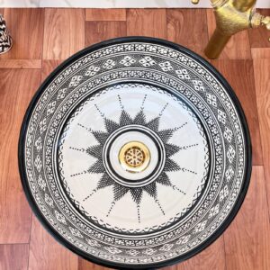 Amazigh Hand Painted Multiband Bathroom Sink Basin Ceramic Ring