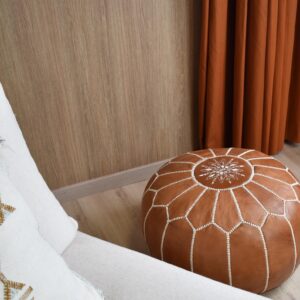 Berber Leather Pouffe Handmade Delivered stuffed Ottoman Pouf