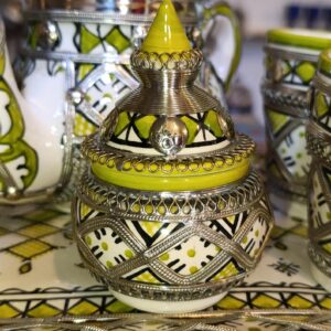 Berber Handmade Tea Set Silver Nickel Pottery Bowl