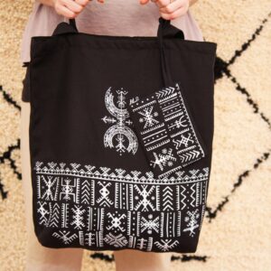 Amazigh AfusArt Cotton Canvas Bag with Symbolic Screen Print