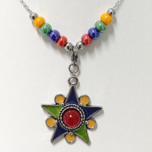 Amazigh Kabyle Beaded Stainless Steel Necklace with Customizable Pendant