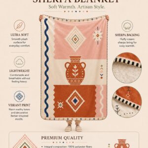 Berber Amazigh Pottery Symbol Soft Plush Sherpa Throw Blanket