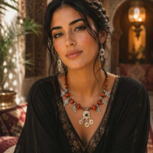 Amazigh Handmade Necklace- Boho Tribal Jewelry Ethnic Pendanttif Necklace Statement Beaded Necklace