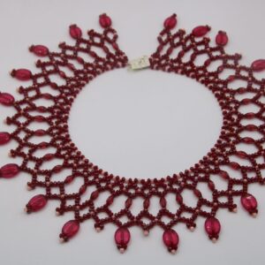 Amazigh Red Beaded Choker Handmade Tribal Boho Necklace